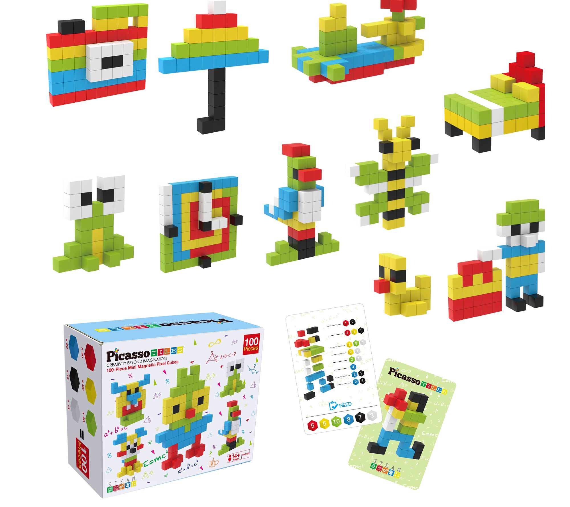 PicassoTiles Pixel Mini Magnetic Cube Puzzle 100 Pieces