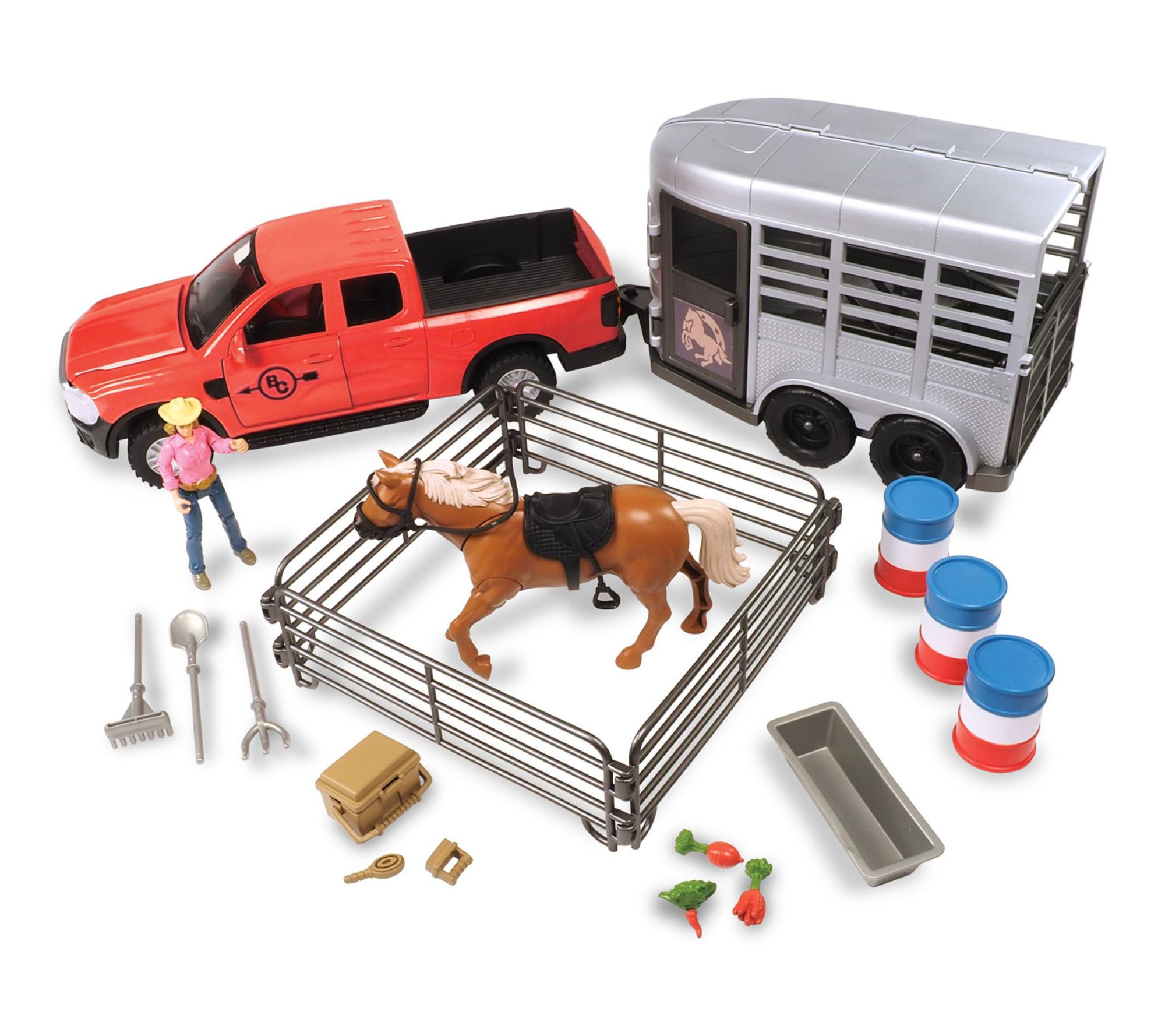Big Country Toys Truck and Horse Trailer 24pc Rodeo Playset