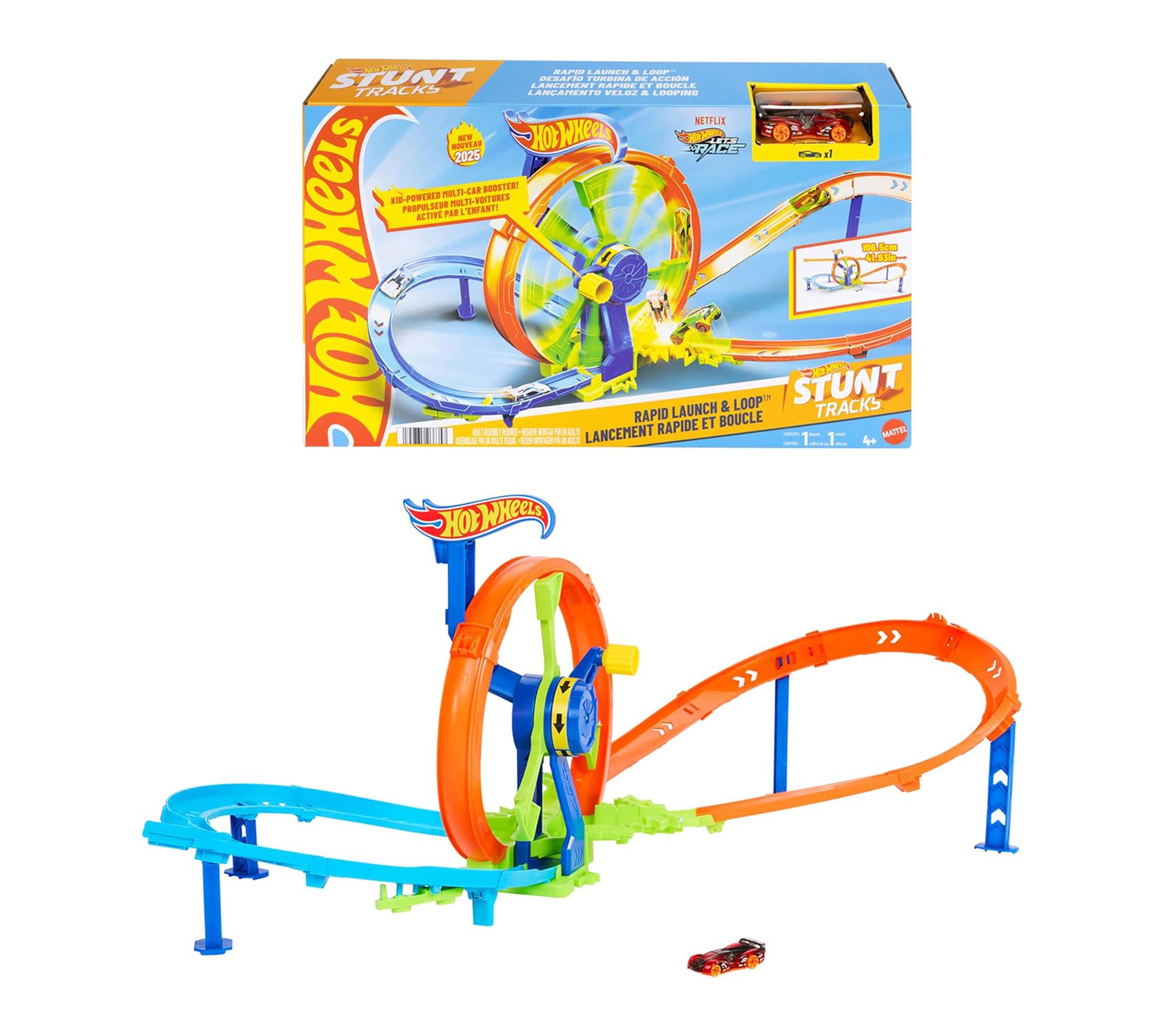 Mattel Hot Wheels Stunt Tracks Rapid Launch & L oop Track Set