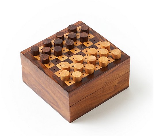 Matr Boomie Mini Chess and Checkers Wood Game Set