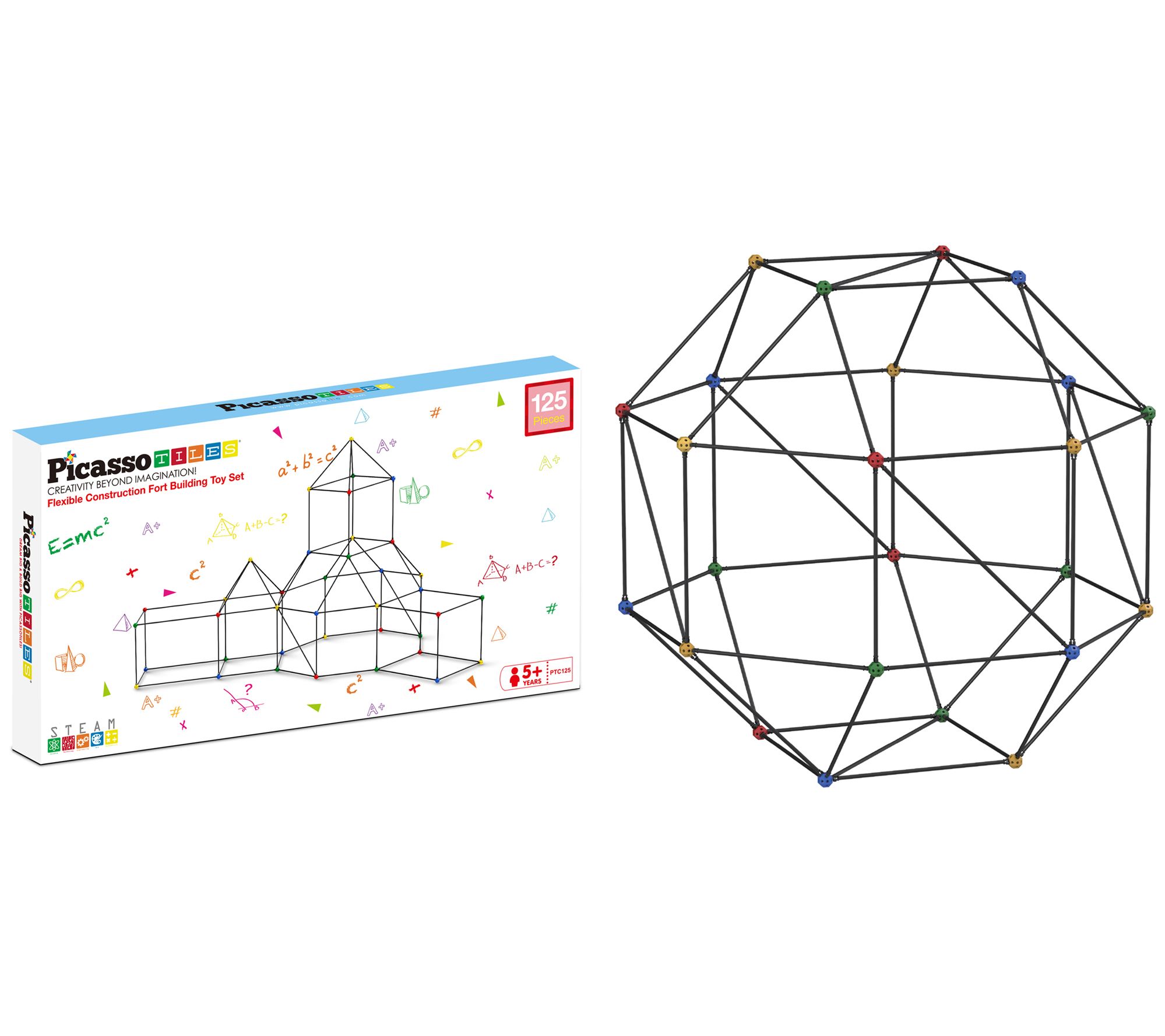 PicassoTiles 125 Piece Fort Building Kit