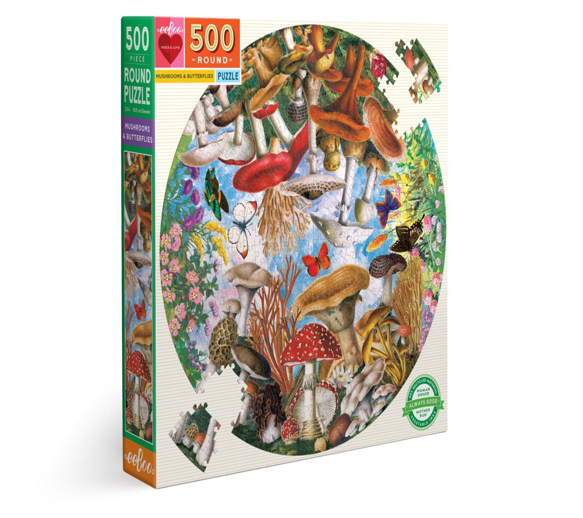 eeBoo Piece & Love Mushrooms and Butterflies 500 Piece Puzzle