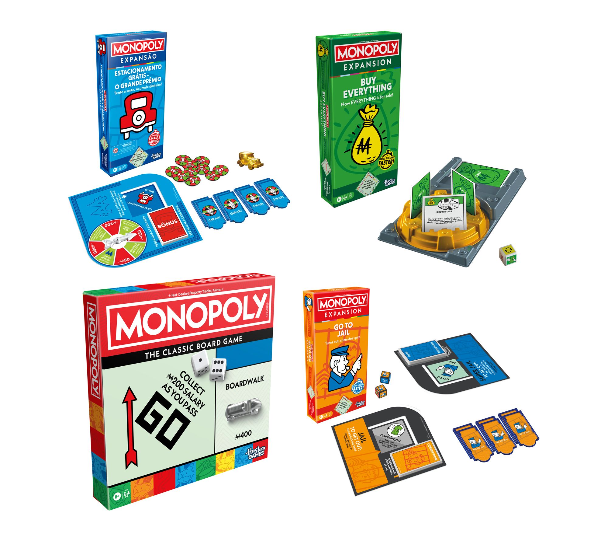 Hasbro Monopoly Free Parking, Buy Everything &Go to Jail Set