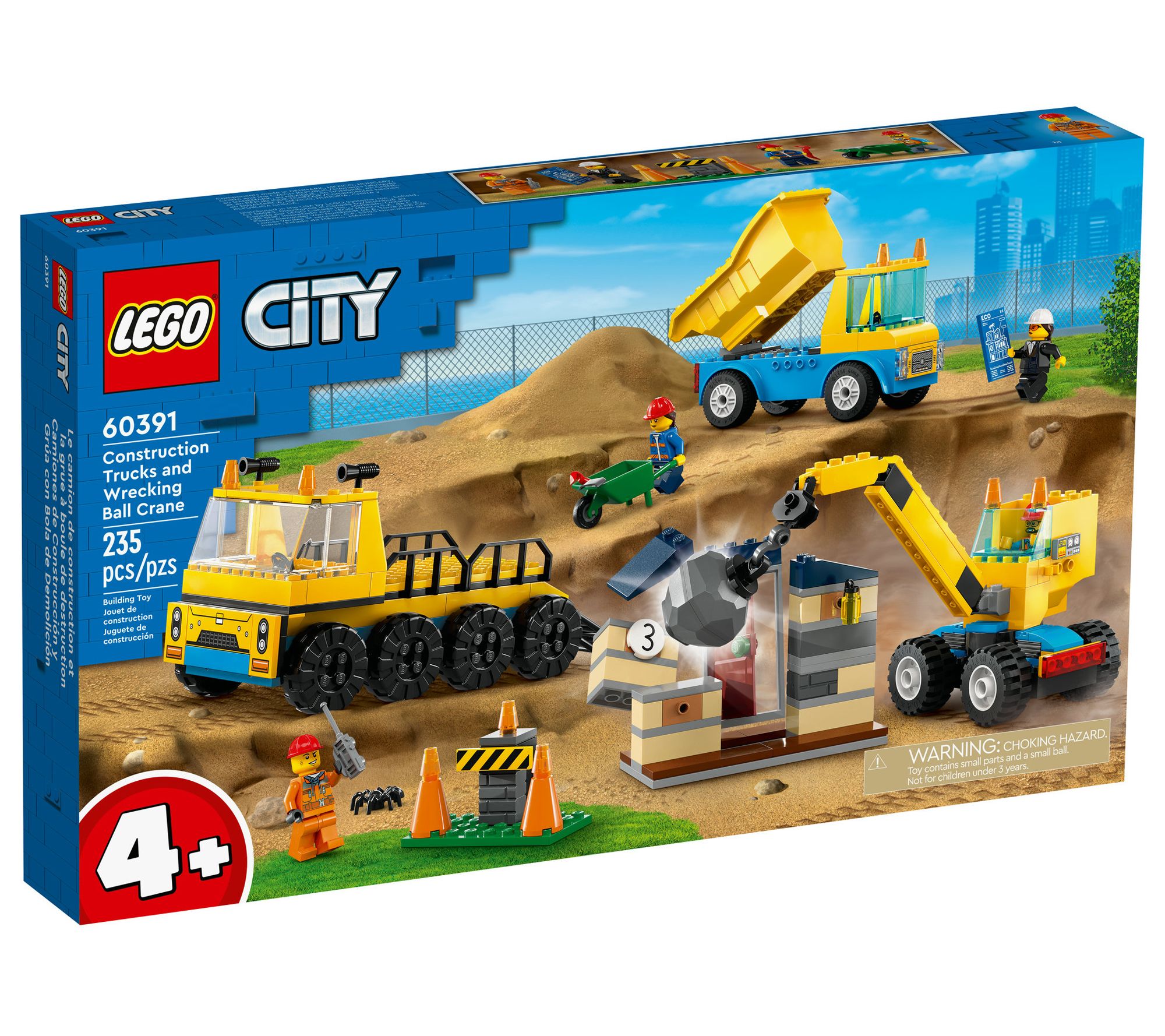 LEGO City Construction Trucks and Wrecking BallCrane 60391 - QVC.com