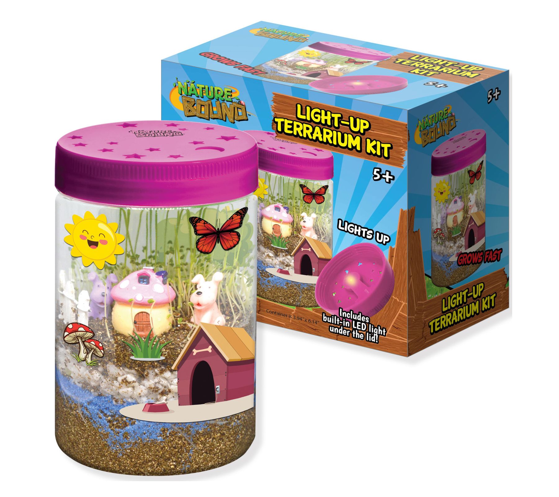 Nature Bound Light-Up Terrarium Kit, Mini Garden Jar, Pink