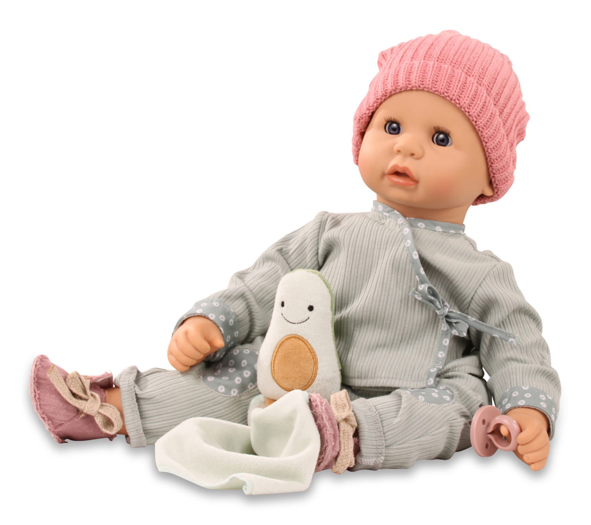 Gotz Cookie 19" Soft Baby Doll in Grey Outfit