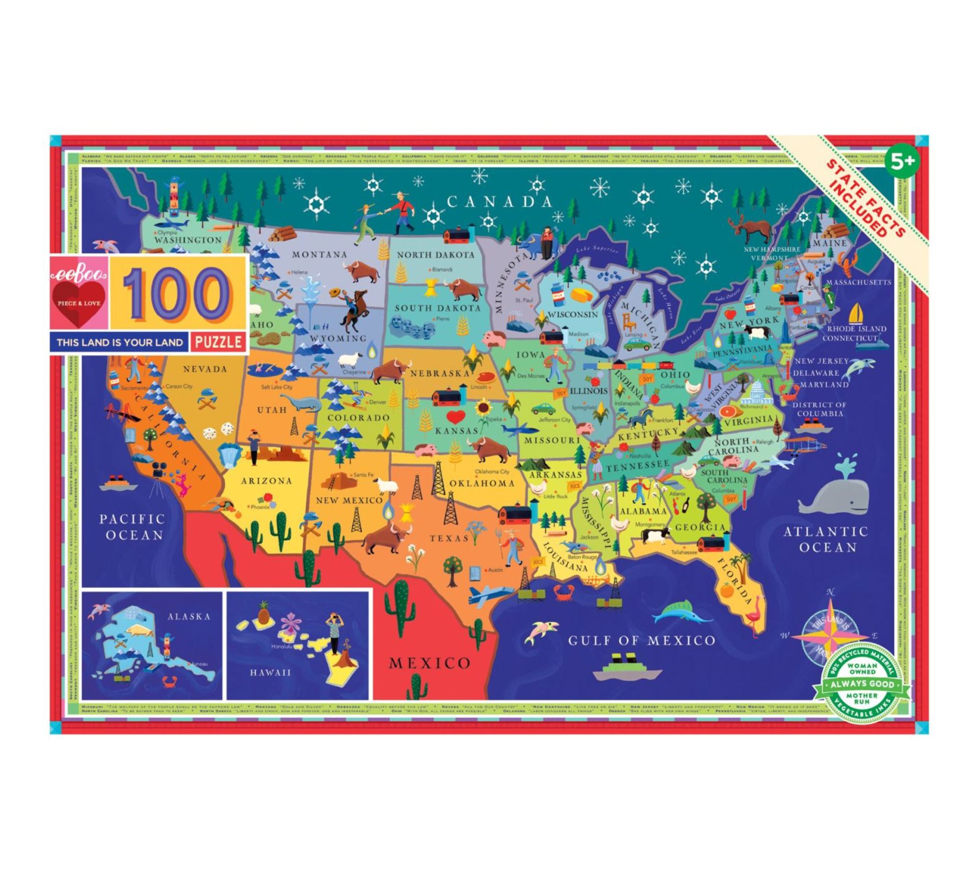  eeBoo This Land is Your Land 100 Piece Puzzle