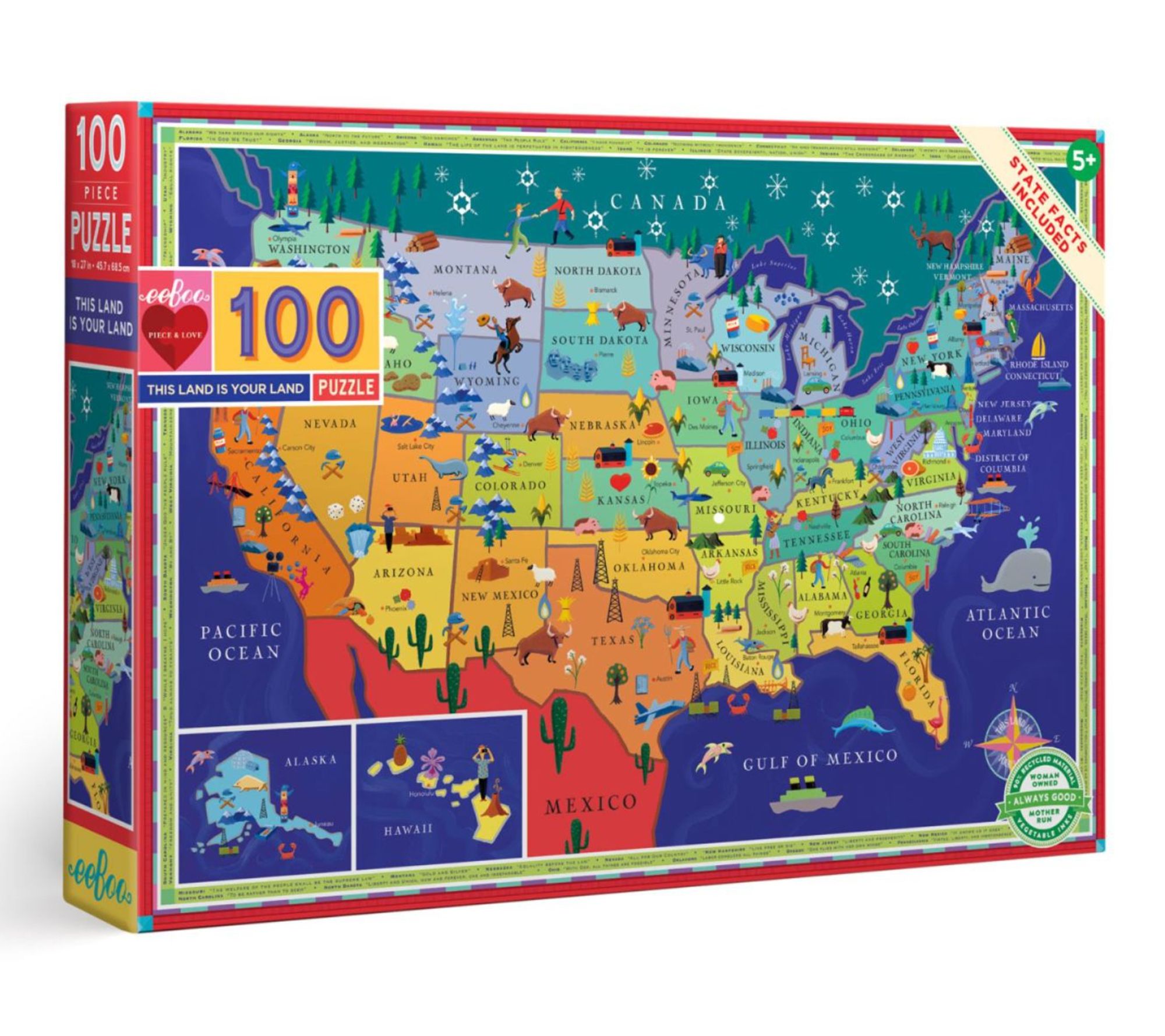 eeBoo This Land is Your Land 100 Piece Puzzle