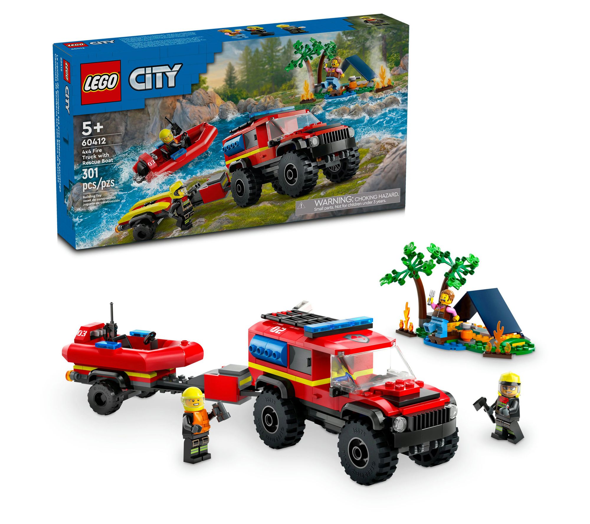 LEGO City 4x4 Fire Truck with Rescue Boat Toy 60412