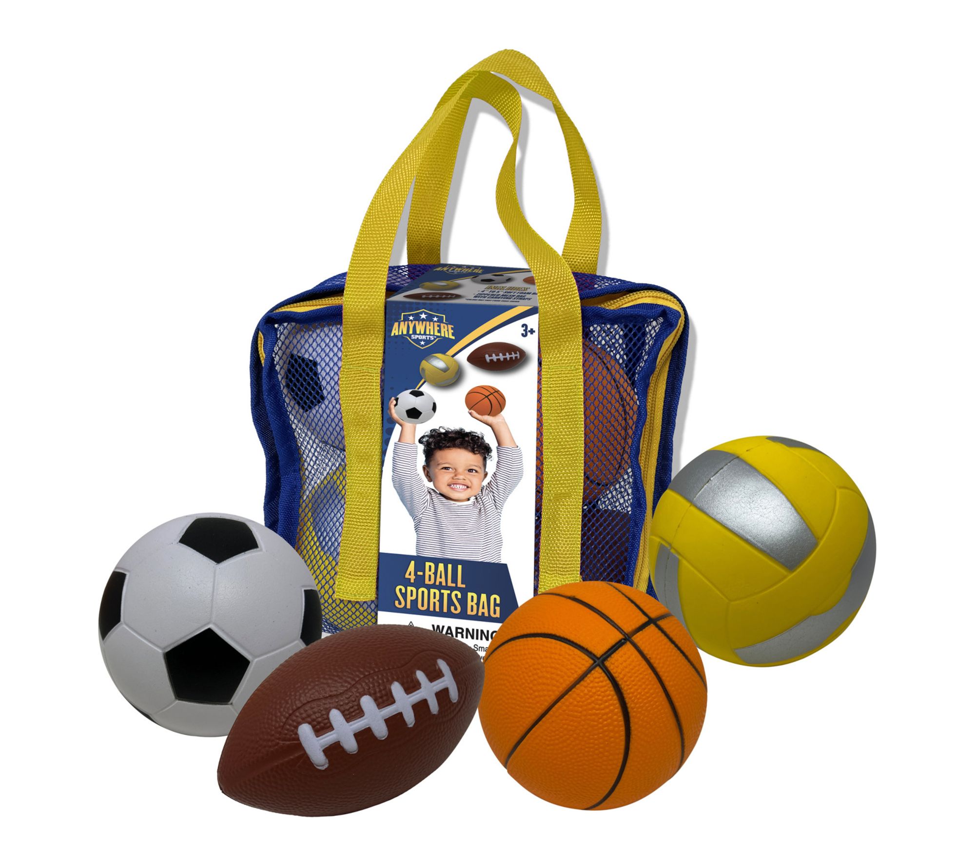 Anywhere Sports 4 Ball Sports Bag Mini Foam 4 pack Ball Set