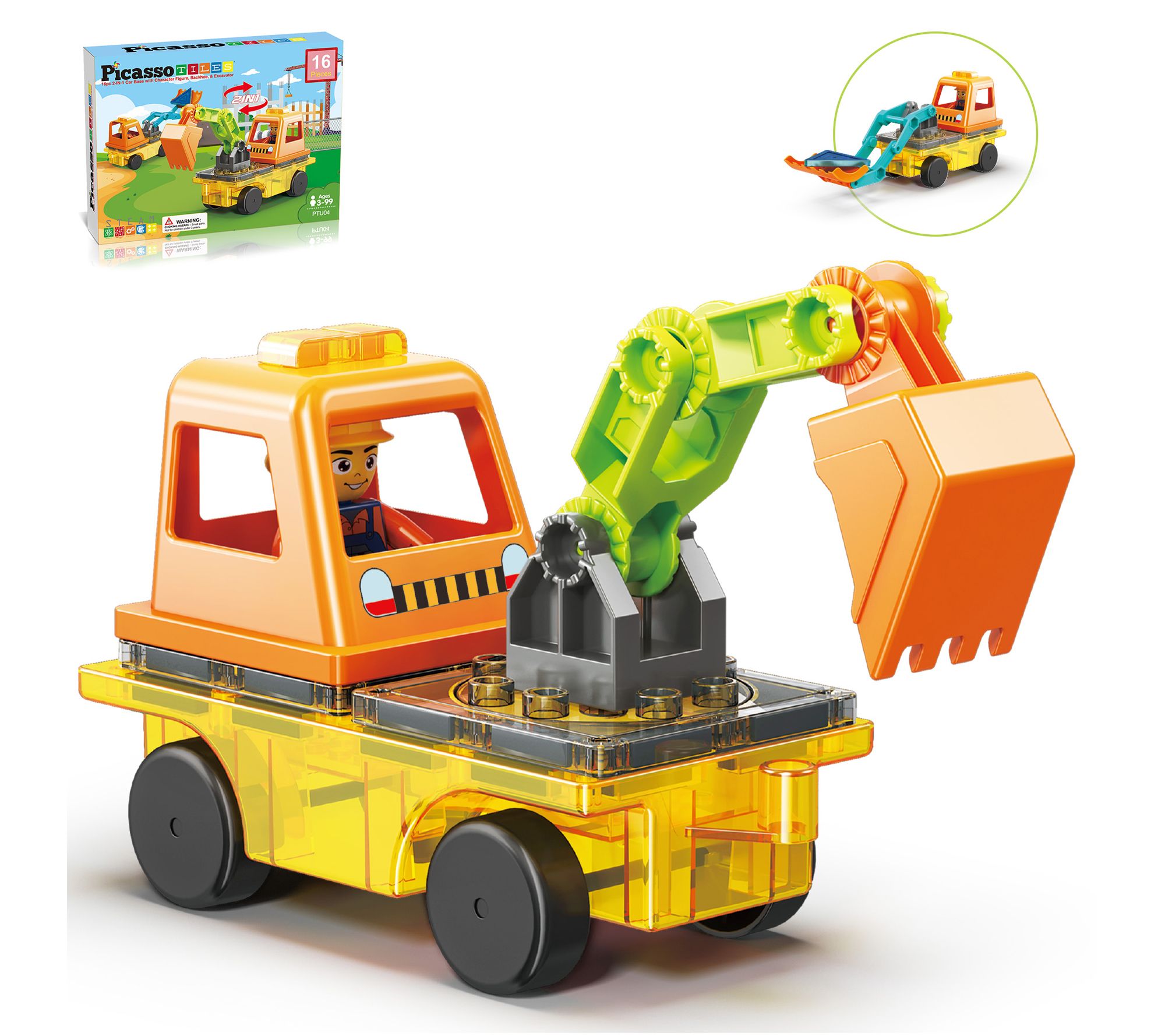 PicassoTiles Magnet Tiles Building Block Vehicle Brick Playset