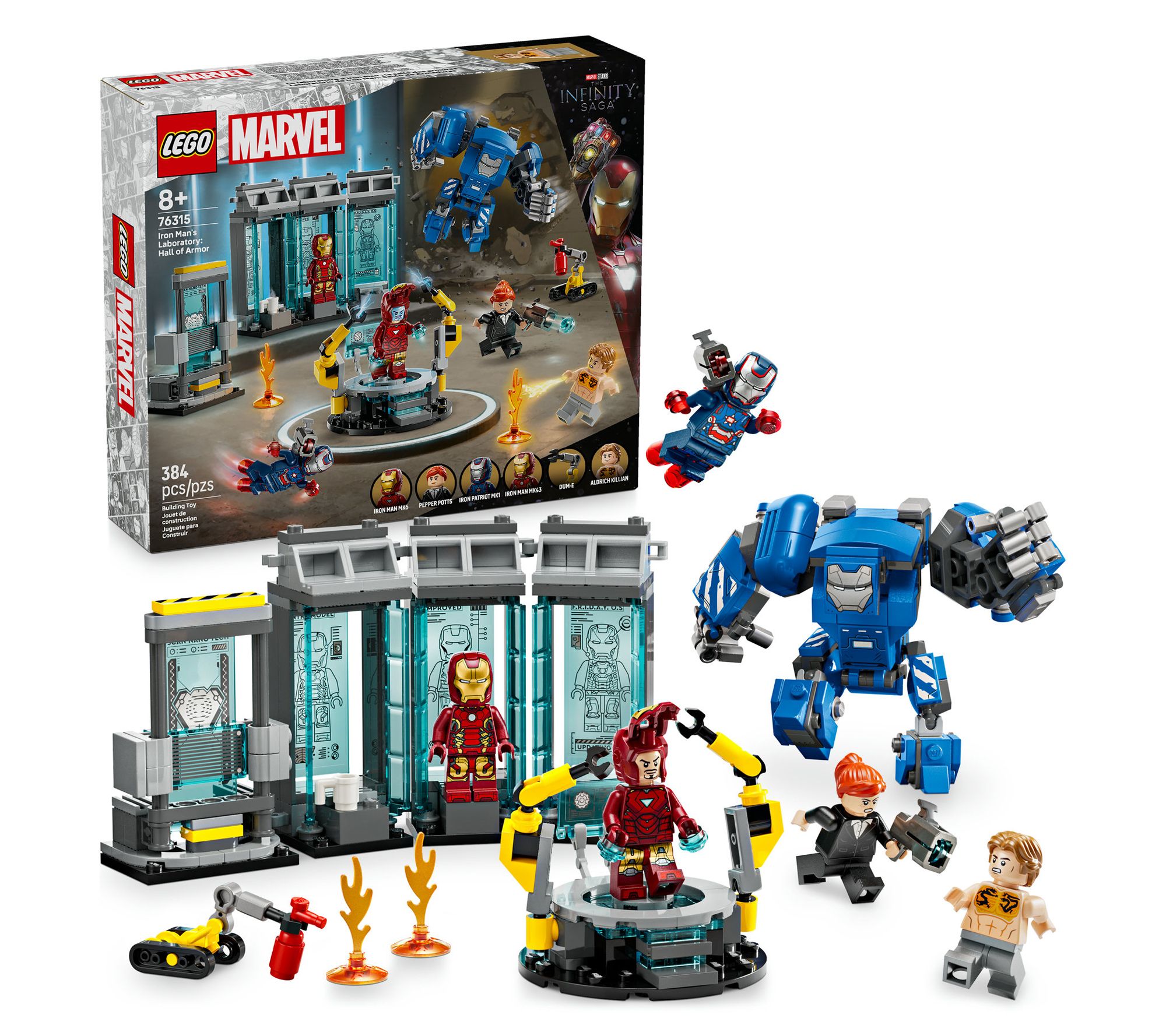 LEGO Marvel Iron Man's Laboratory: Hall of Armor 384 Piece Set
