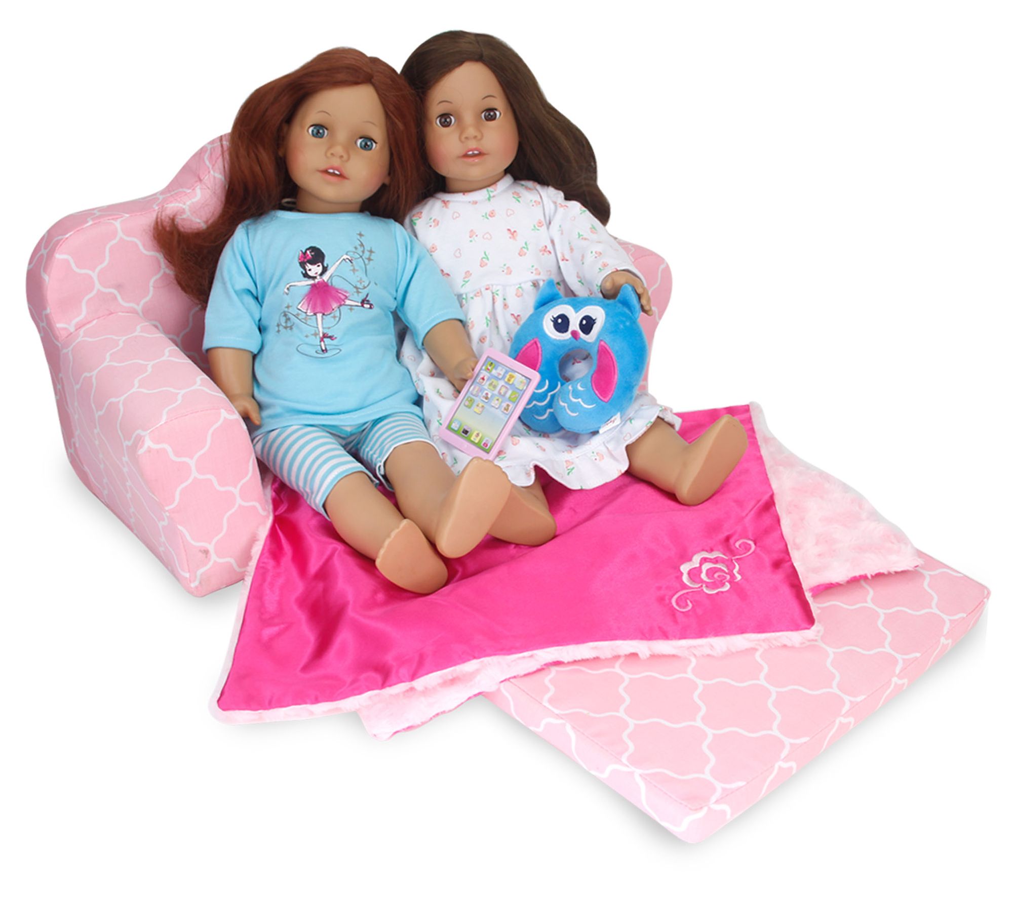 Sophia's 2-in-1 Plush Pull-Out Sofa Bed for Two18'' Dolls