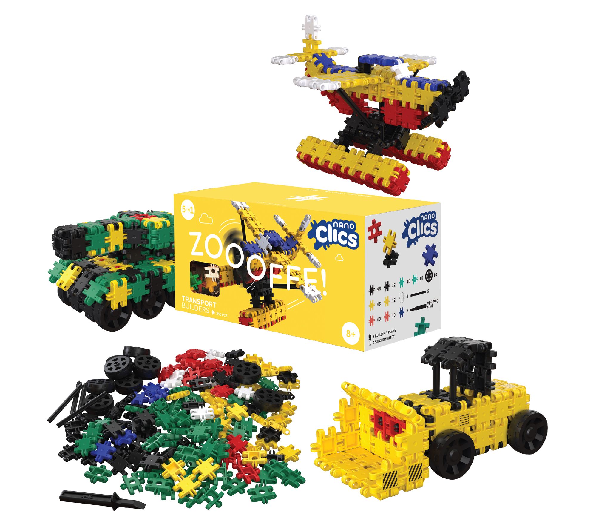 MukikiM Nano Clics Transport Zooofff Construction Toys 250pc