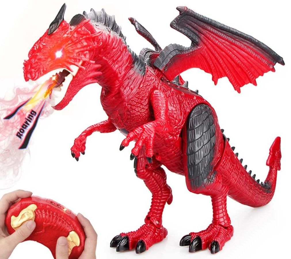 Contixo DR3 Remote-Control Walking Dragon Red Dinosaur