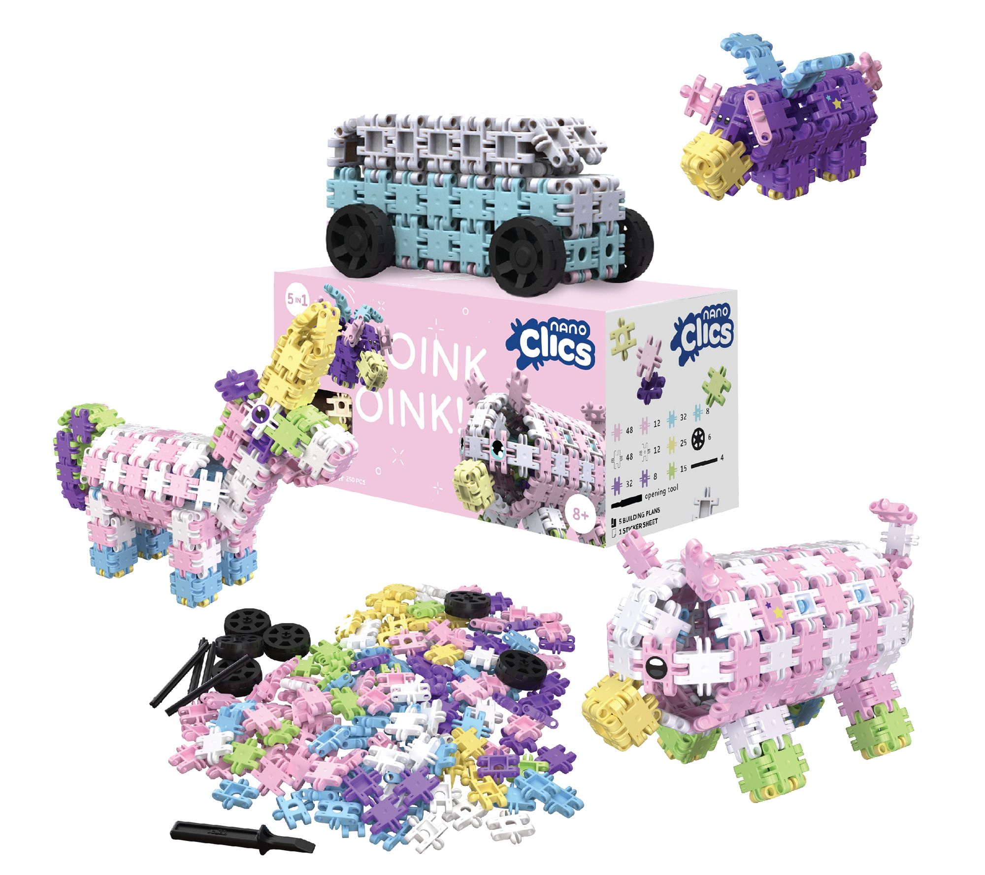 MukikiM Nano Clics Fantasy Oink Oink Construction Toys 250pc