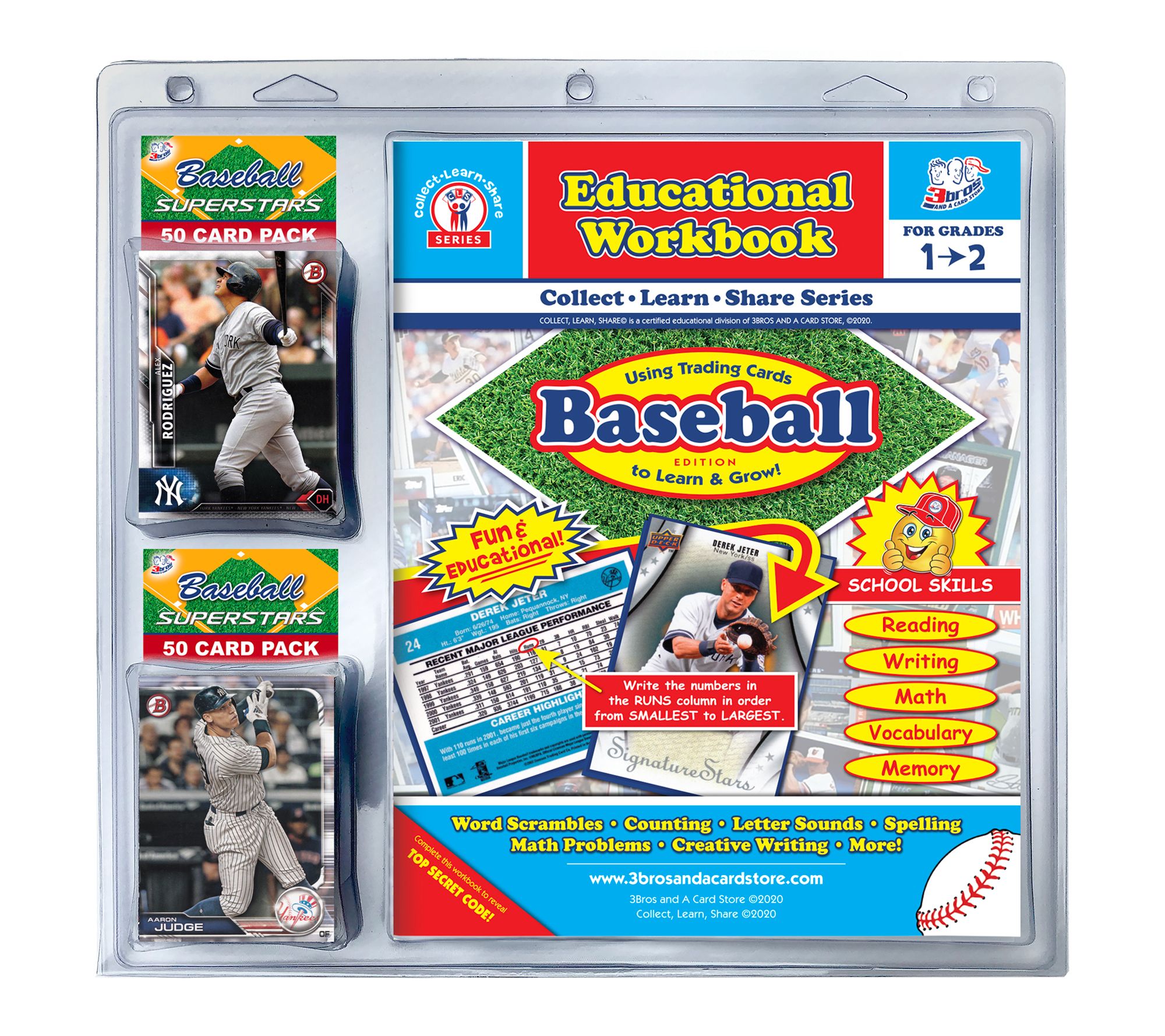 3bros and a Card Store Educational Workbook Baseball Grade 1-2
