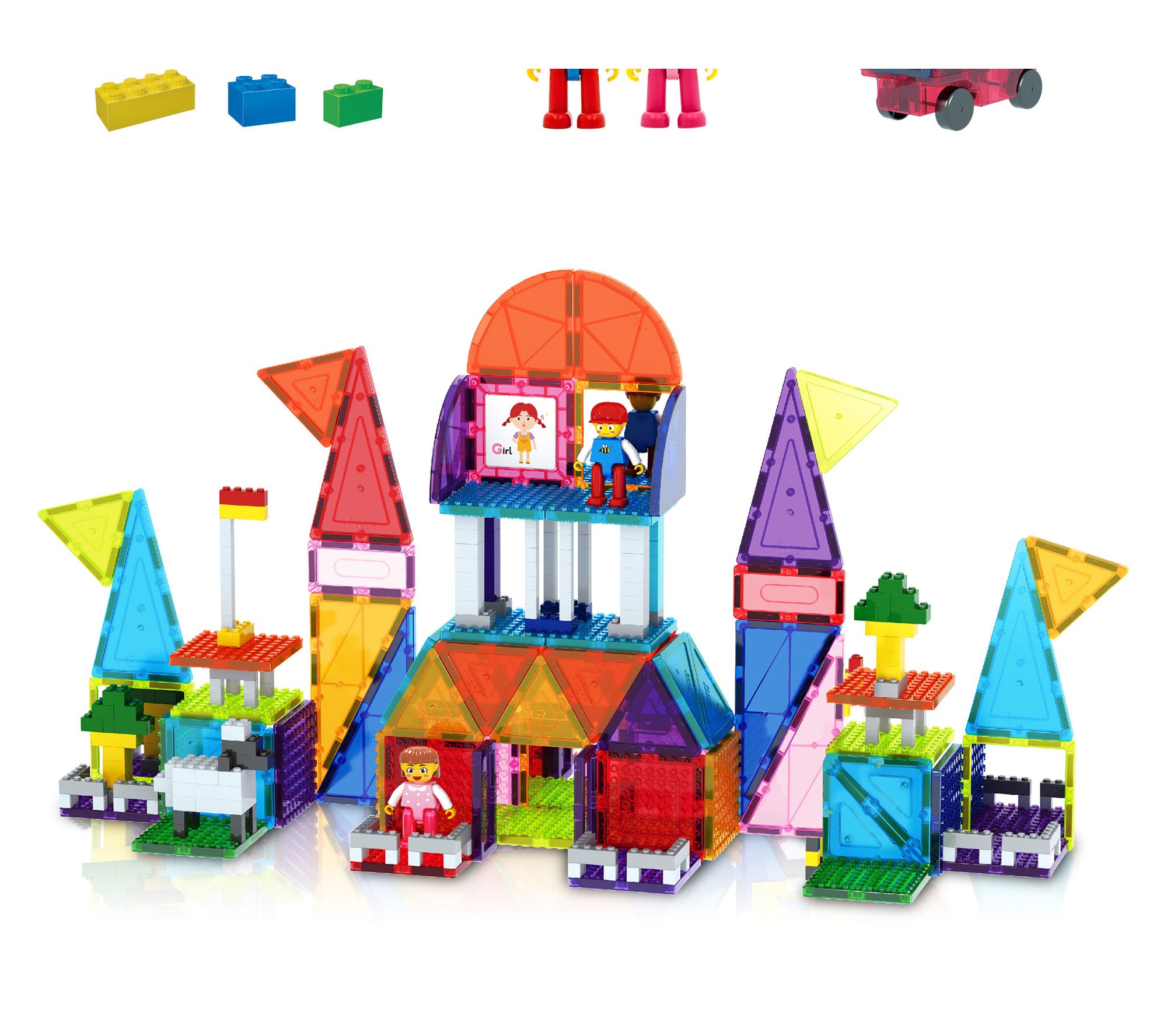 PicassoTiles Magnetic Tile + Brick Blocks Building Set 333pc