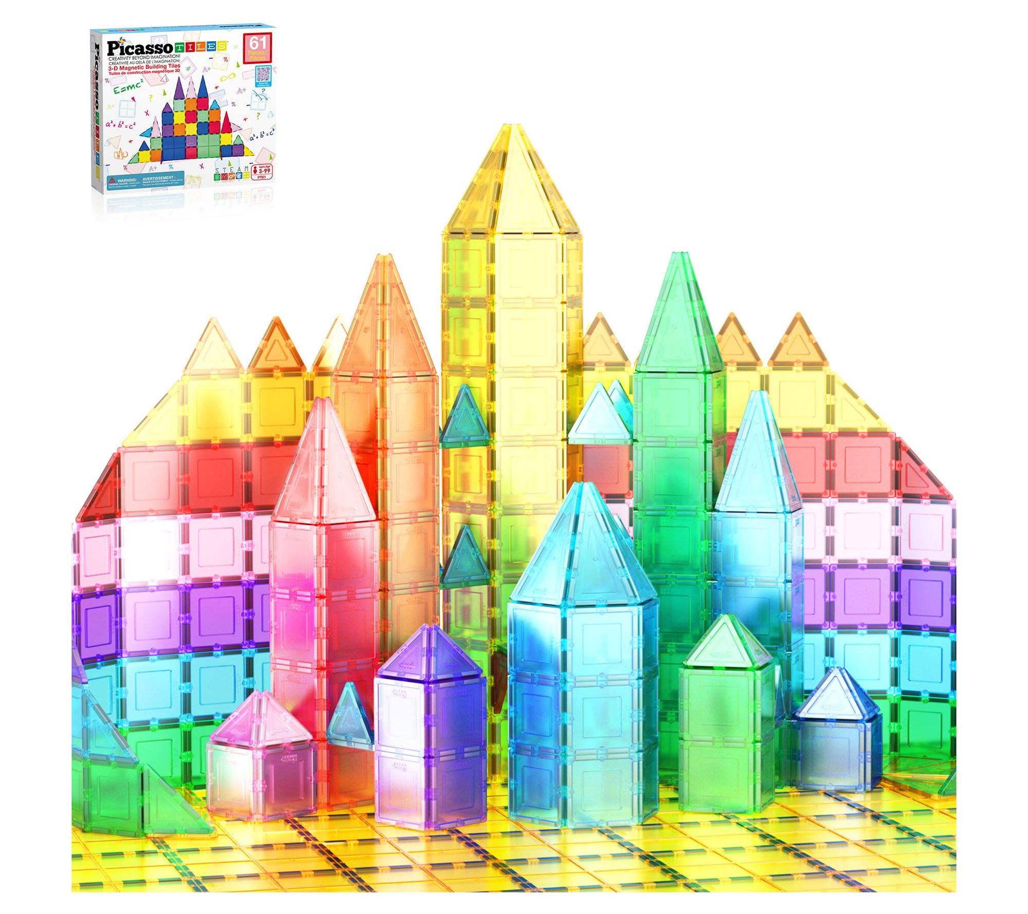 PicassoTiles Magnetic Tile Classic 61pc Building Set