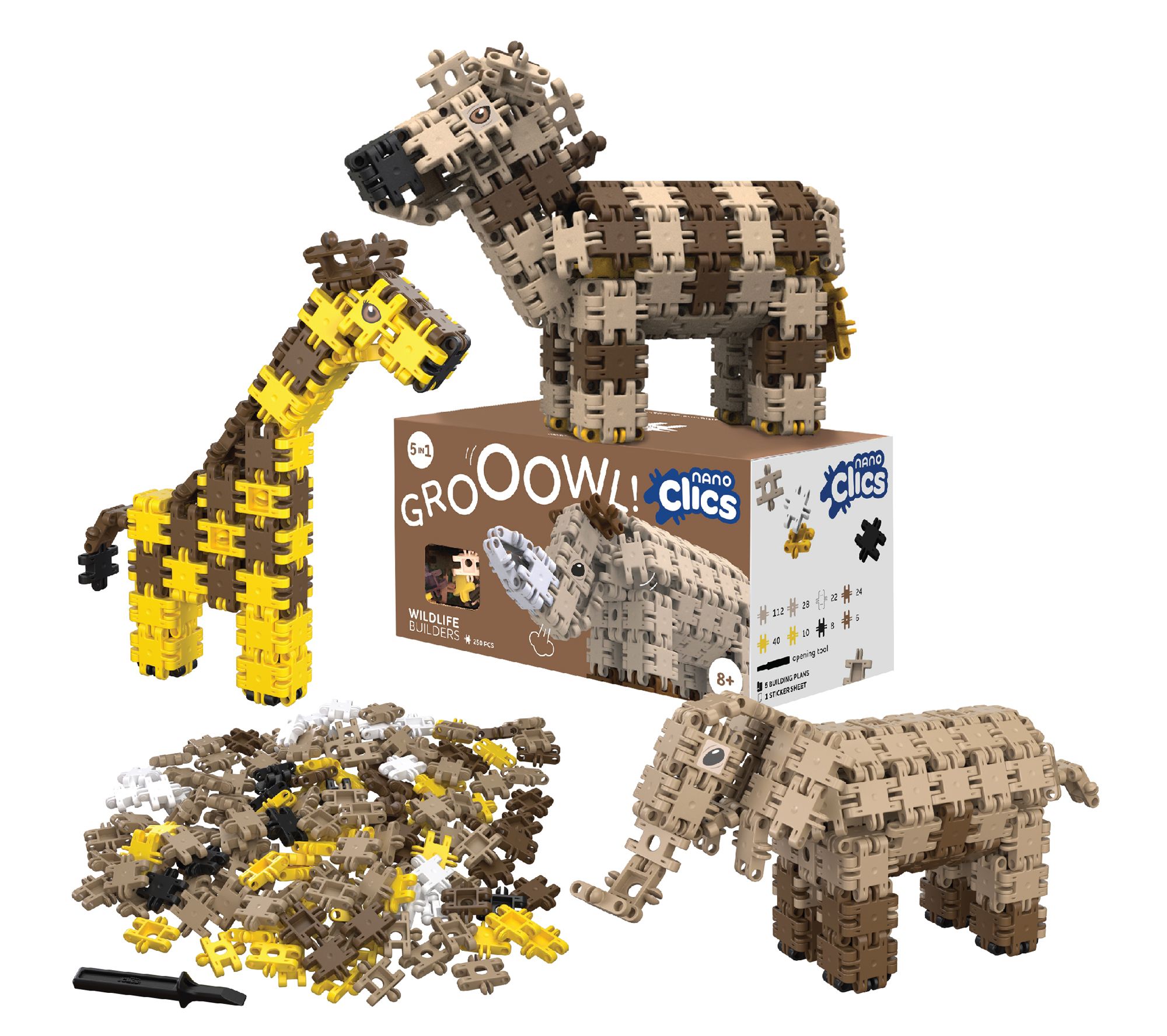 MukikiM Nano Clics Wildlife Growl ConstructionToys 250pc