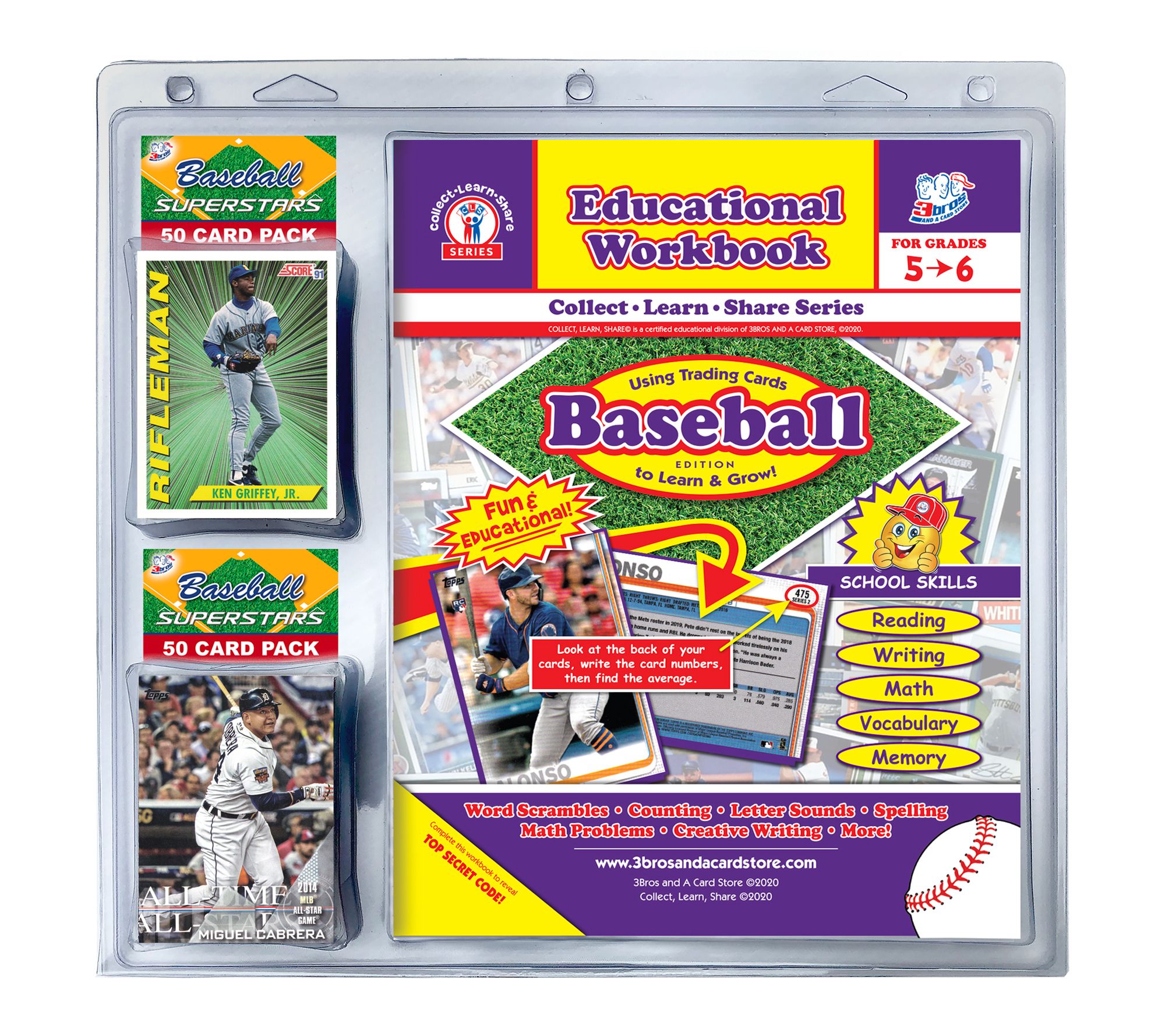 3bros and a Card Store Educational Workbook Baseball Grade 5-6