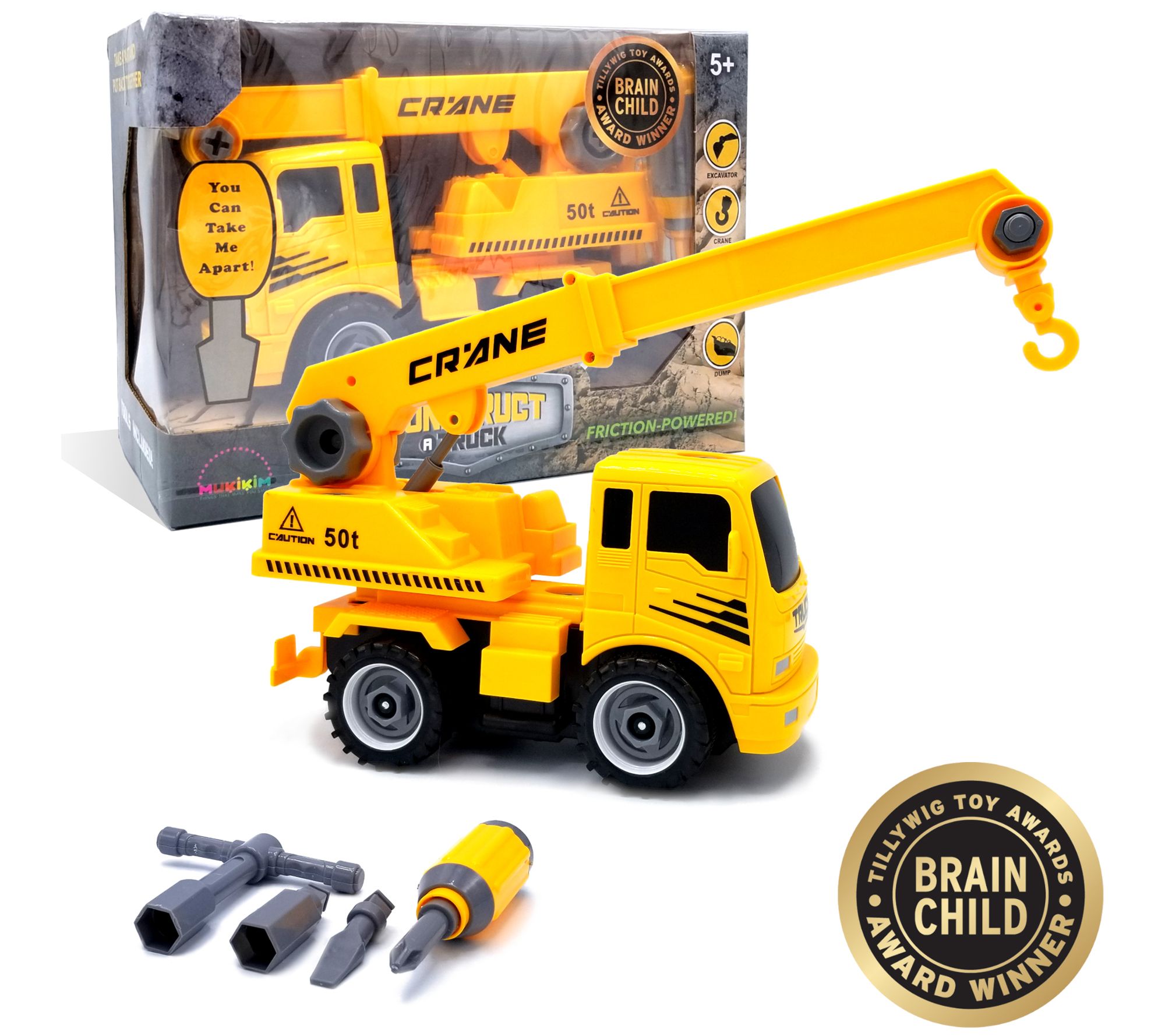 MukikiM Construct A Truck Crane Toy