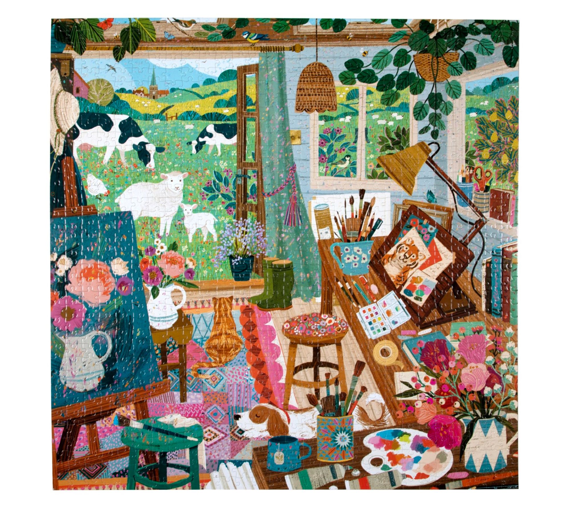 eeBoo Piece & Love Artist's Cottage 1000pc Jigsaw Puzzle
