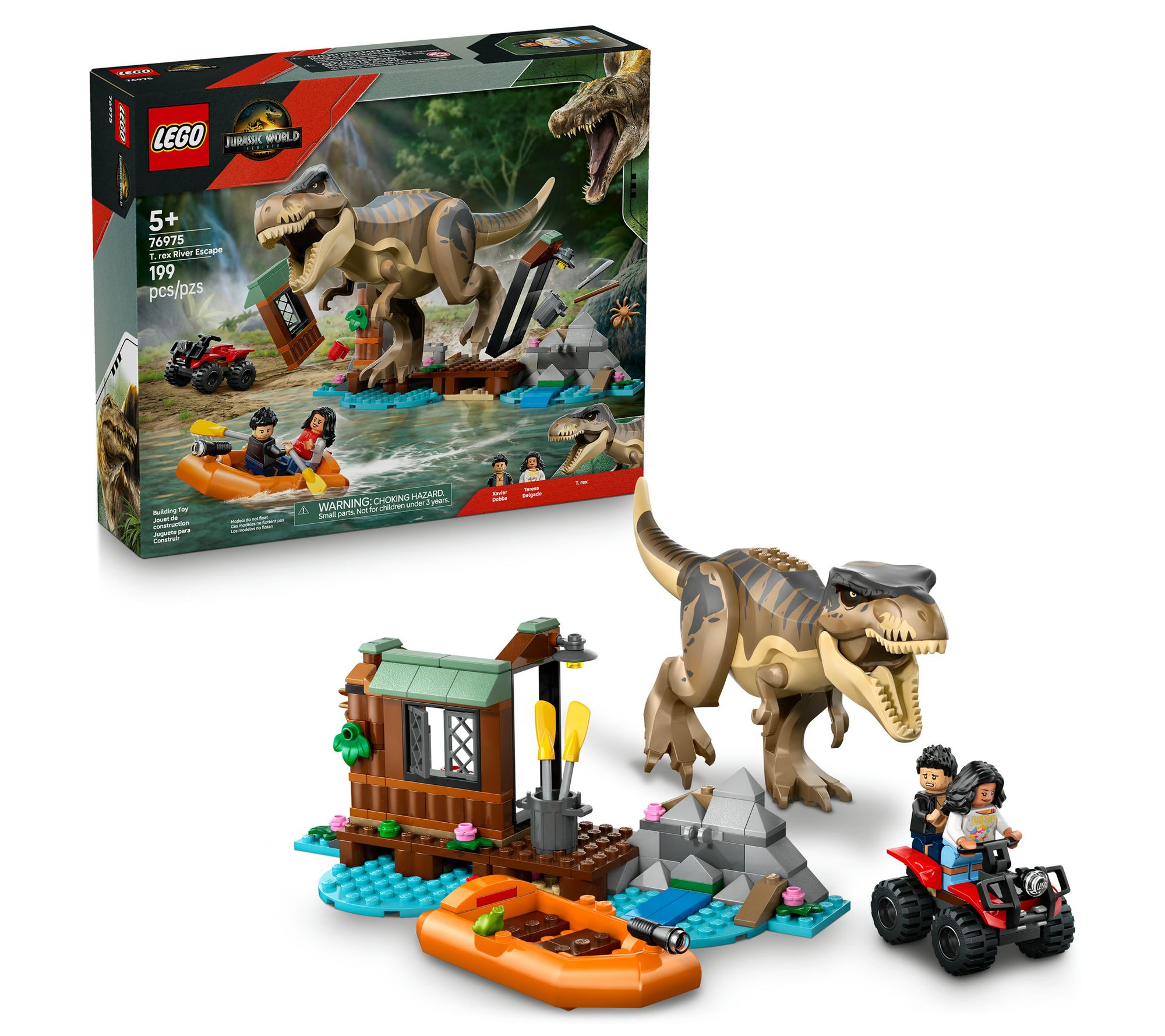 LEGO Jurassic World T. rex River Escape Dinosaur Figure Buildi