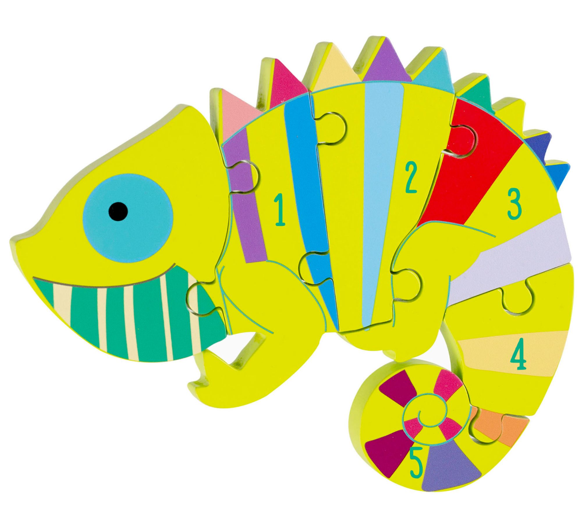 Orange Tree Toys 6 Piece Animal Shaped Chameleon Number Puzzle