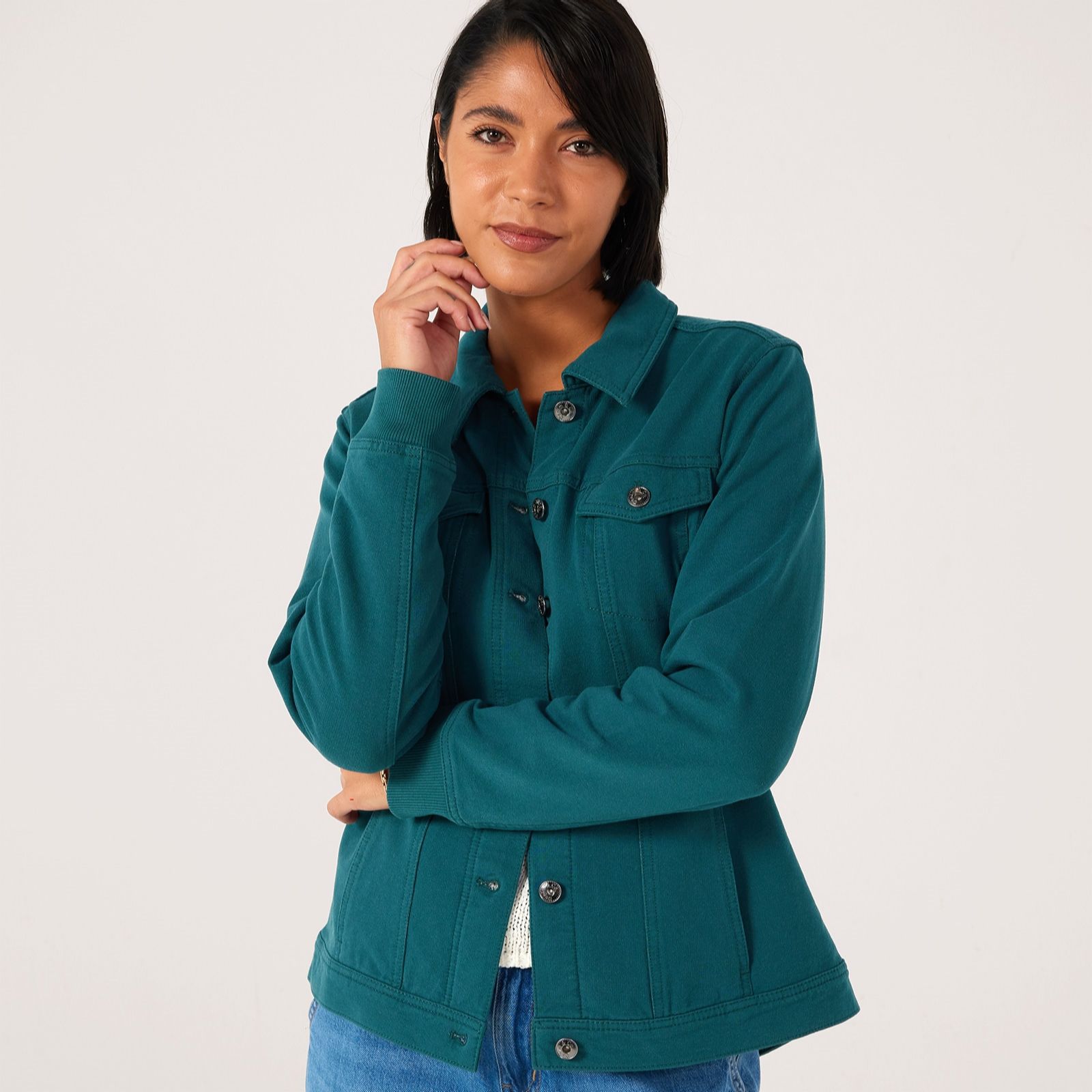 Denim & Co. Comfy Denim Style Jacket with Collar
