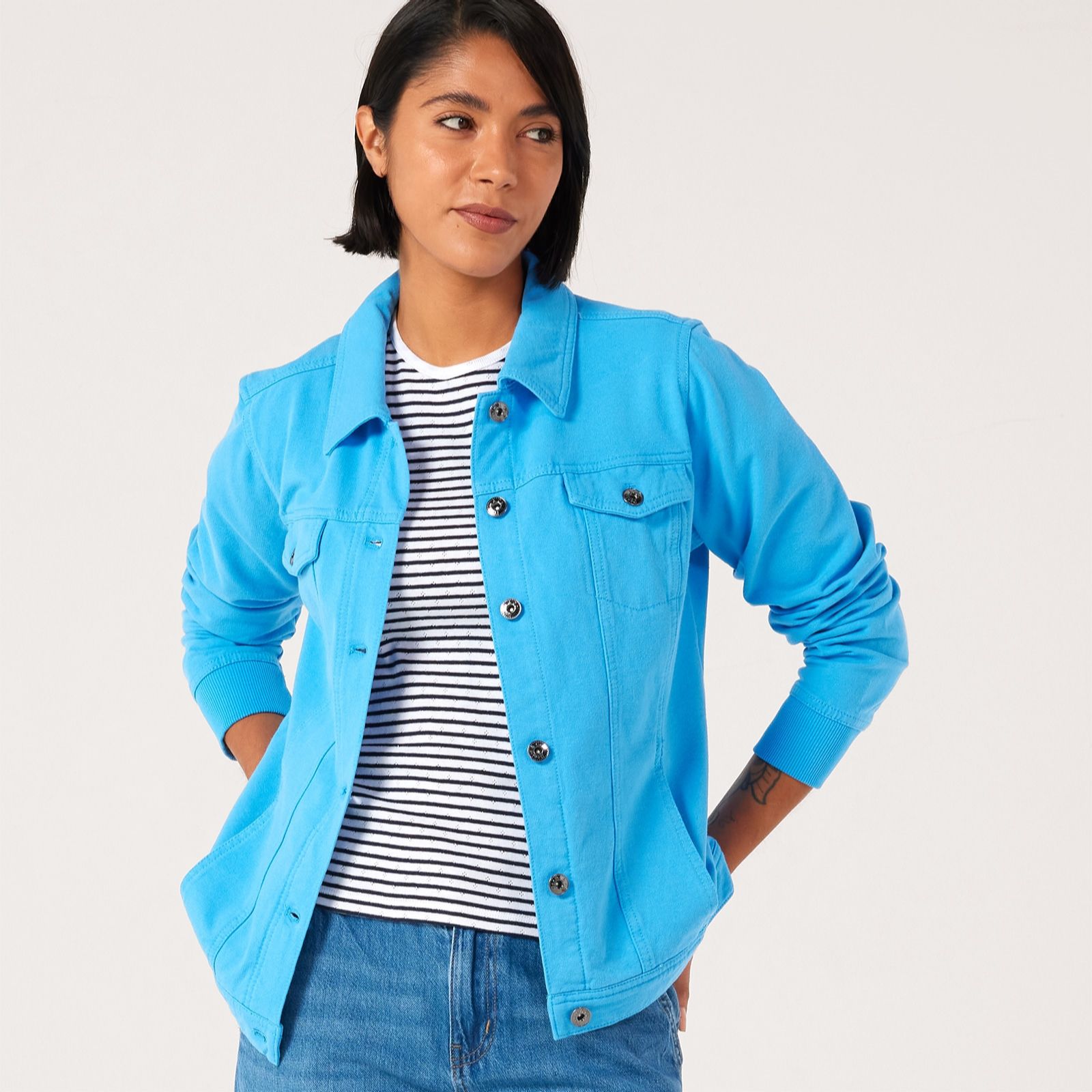 Denim & Co. Comfy Denim Style Jacket with Collar