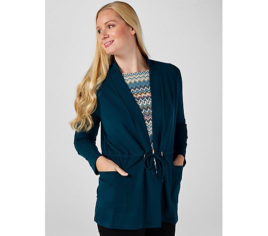 Mr Max Soft Touch Terry Knit Cardigan with Pockets & Tie Details