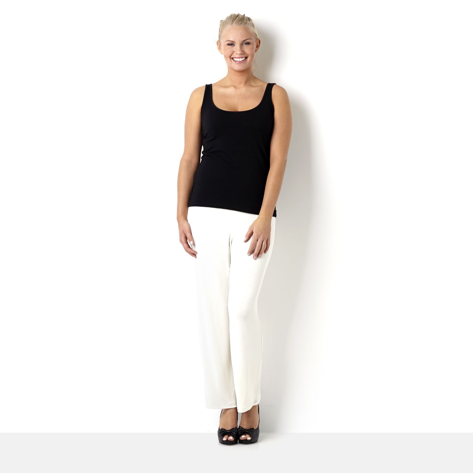 Kim & Co Petite Stretch Jersey Straight Leg Trousers QVC UK