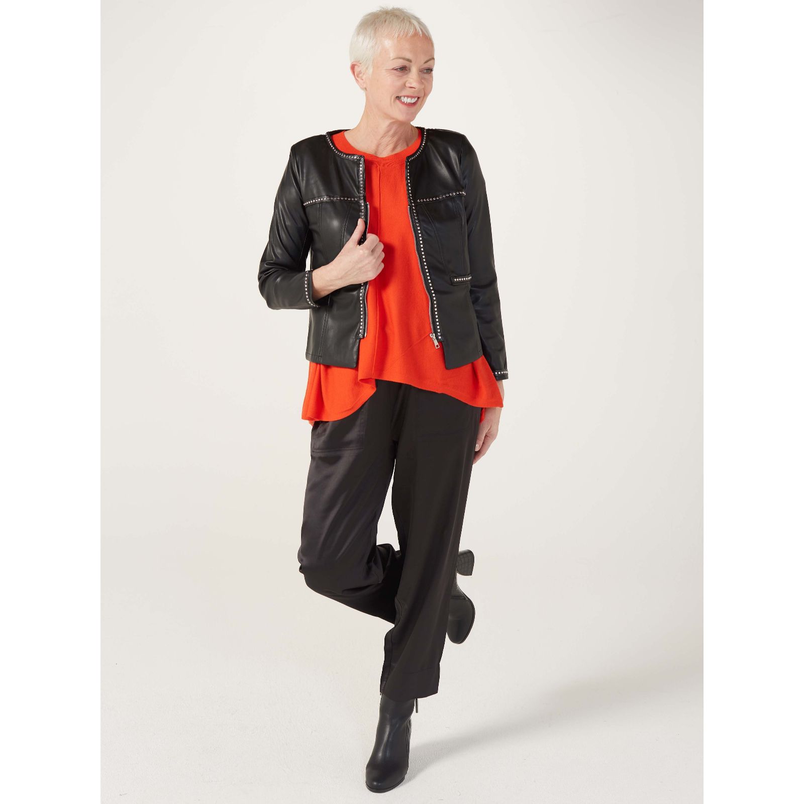 Malissa J PU Studded Biker Jacket QVC UK