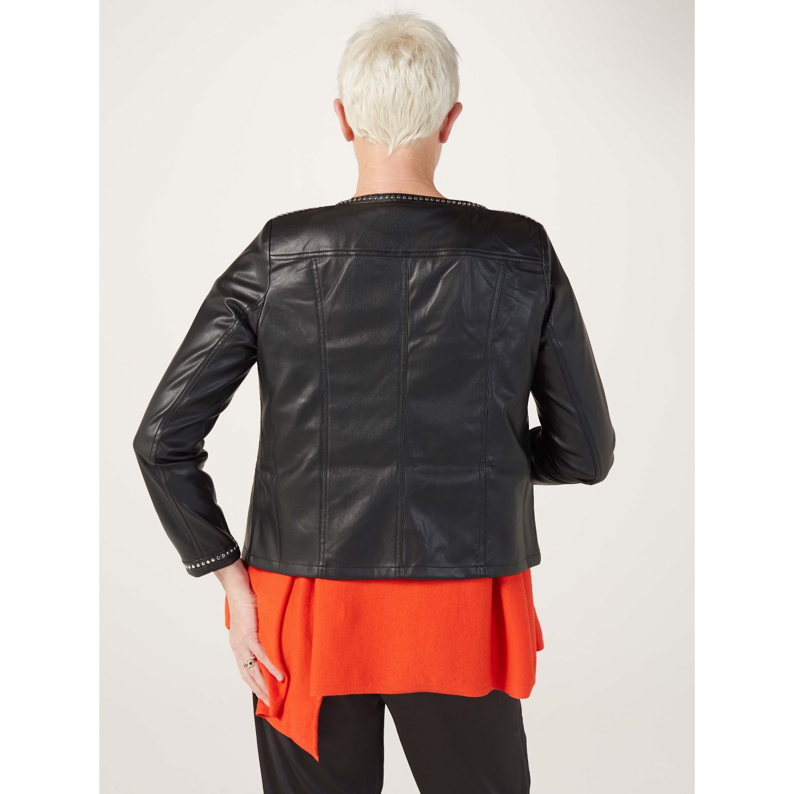 Malissa J PU Studded Biker Jacket QVC UK