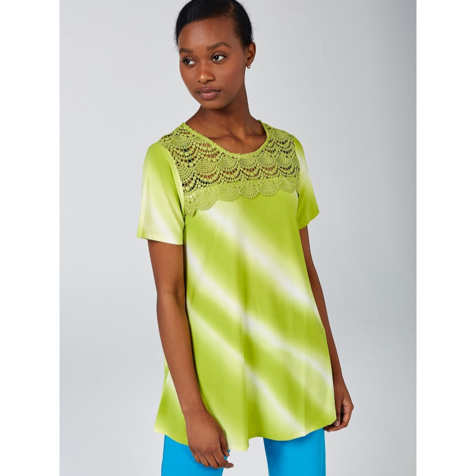 Outlet Antthony Designs Short Sleeve Crochet Top with Round Neck - QVC UK