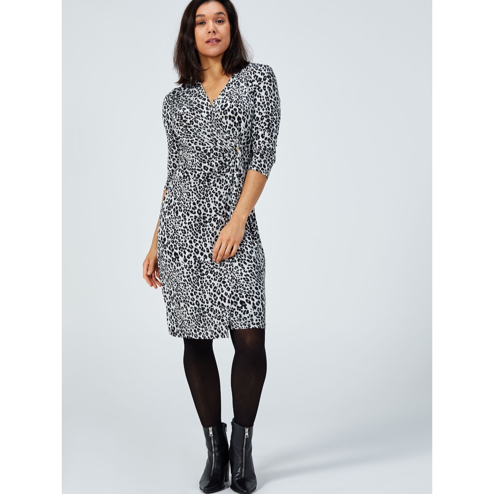 nina leonard wrap dress