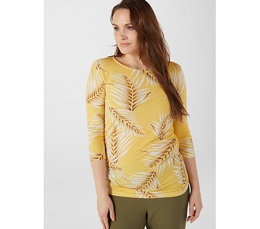 Mr Max Printed Brazil Knit Top with Ruching Detail