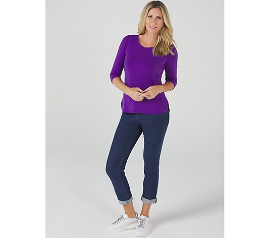 Outlet Ruth Langsford Stretch Crepe Plain 3/4 Sleeve Zip Back Top