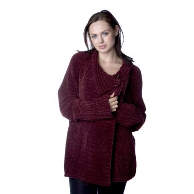 Beth Terrell Chenille Rib Collar Cardigan - QVC UK