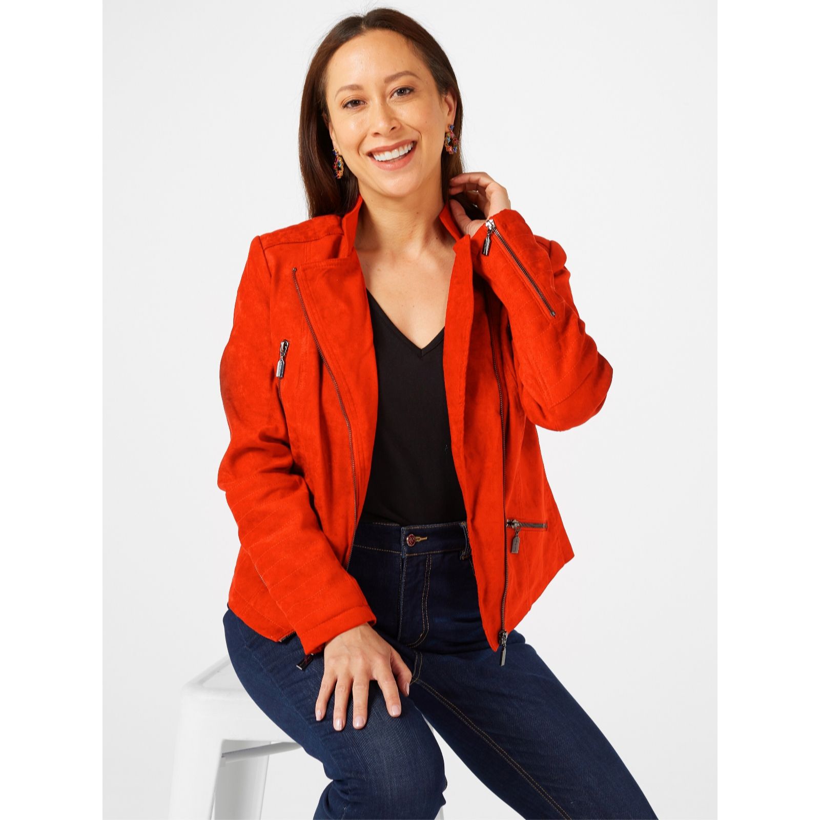 Dannii Minogue Faux Suede Biker Jacket Standard