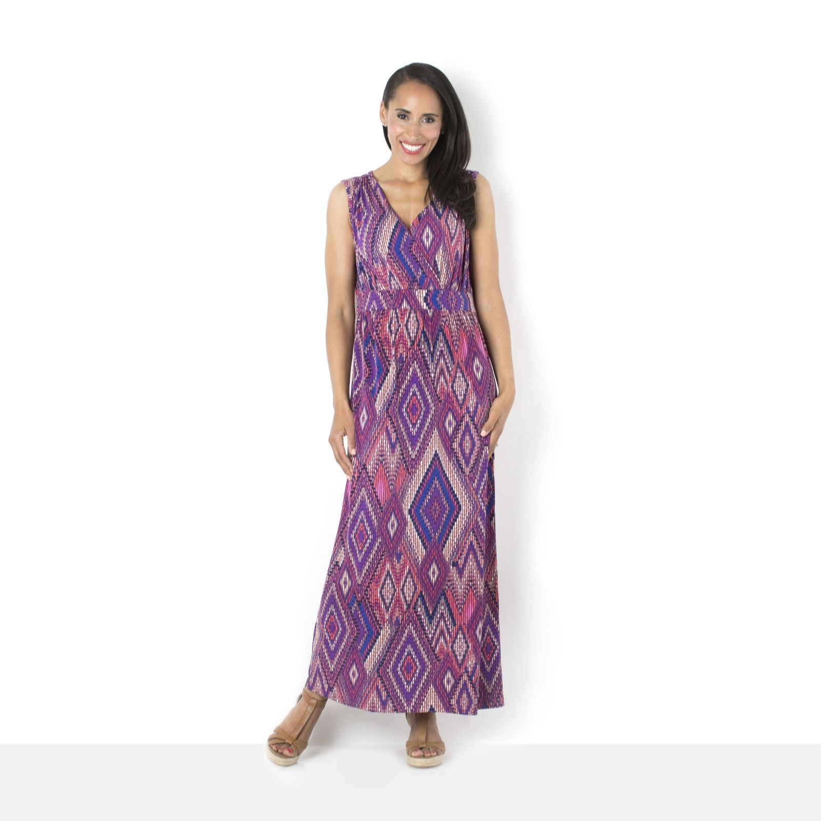 Printed Maxi Dress by Nina Leonard - Page 1 - QVC UK