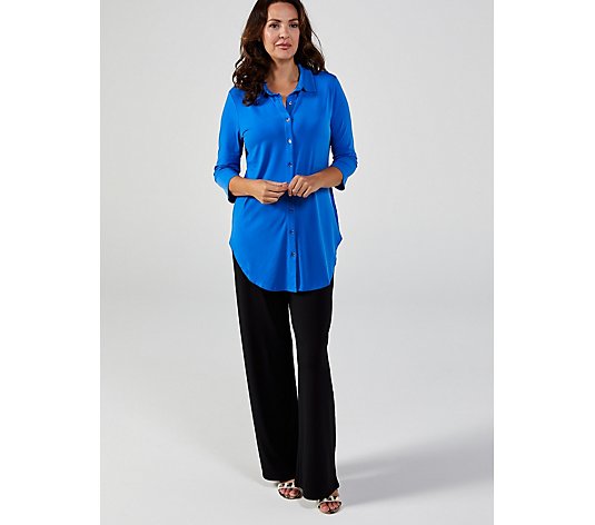 3/4 Sleeve Button Front Shirt with Back Hem Vent by Michele Hope