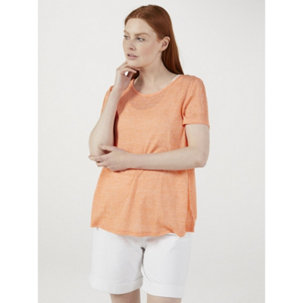 Kim & Co Linen Look Melange Knit S/S Top with Side Slits - 189310