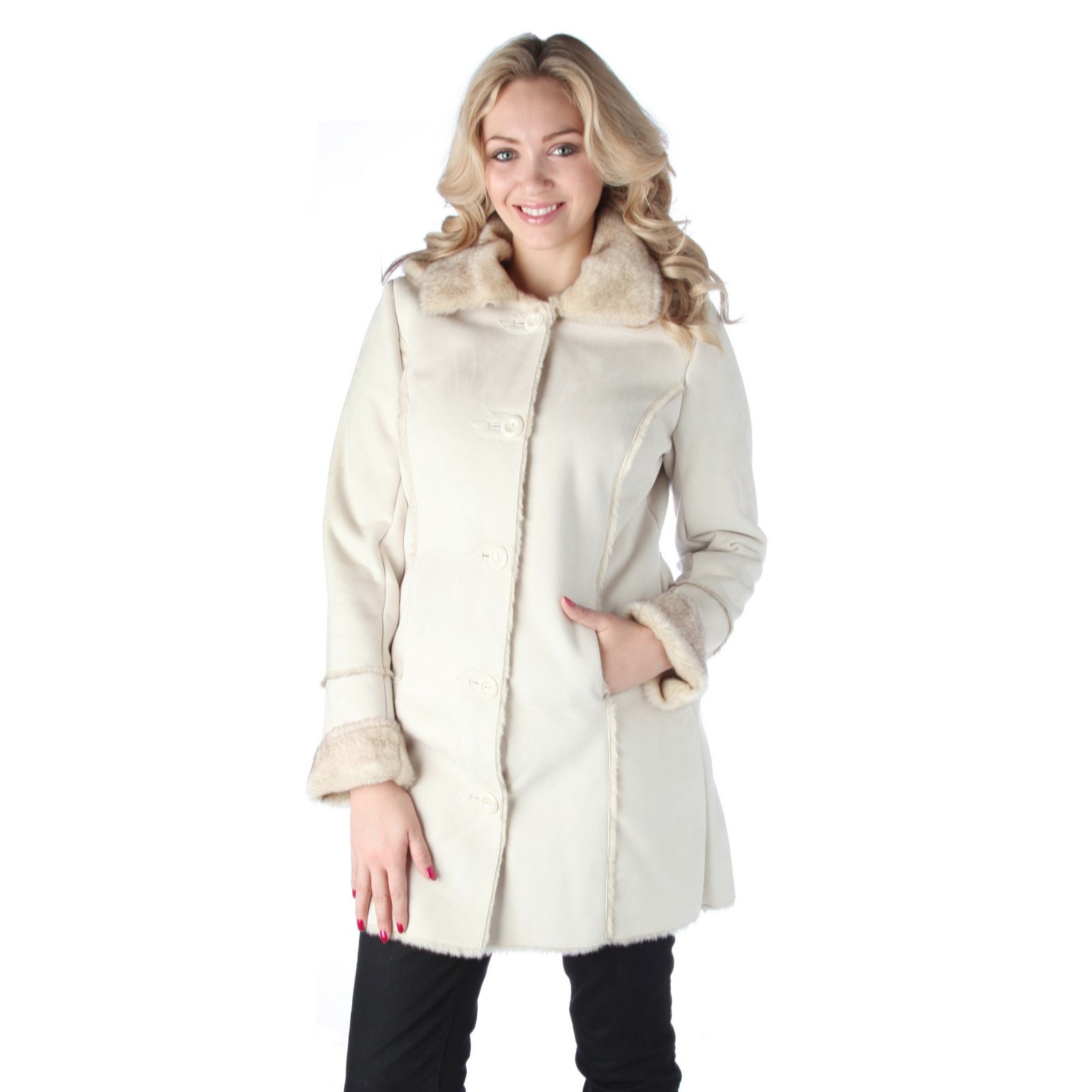 Centigrade Faux Shearling Washable Coat With Detachable Hood Qvc Uk 0799