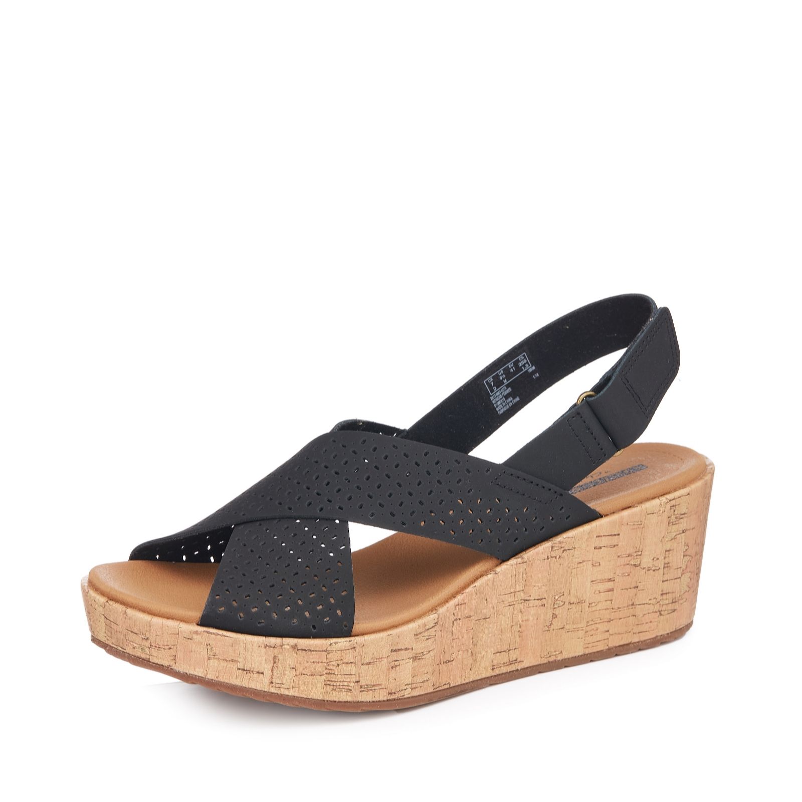 clarks leather wedges