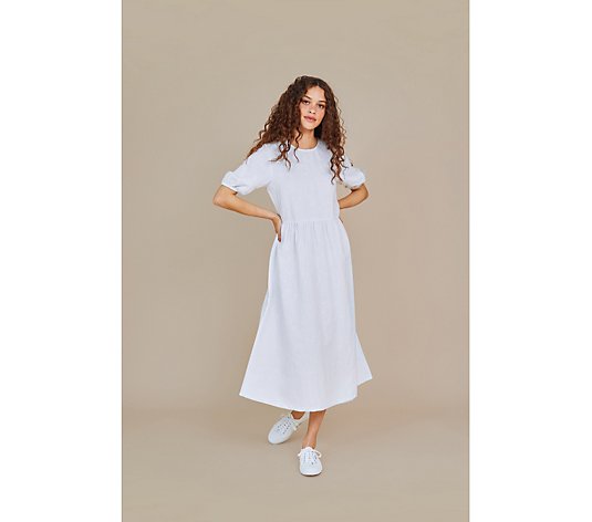 Finery Florence Linen Blend Short Sleeve Midi Dress