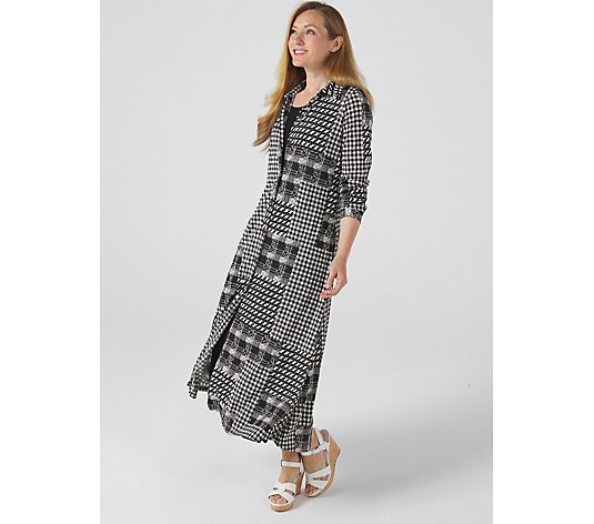 Attitudes By Renee Long Sleeve Textured Button Maxi & Como Petite Maxi Dress