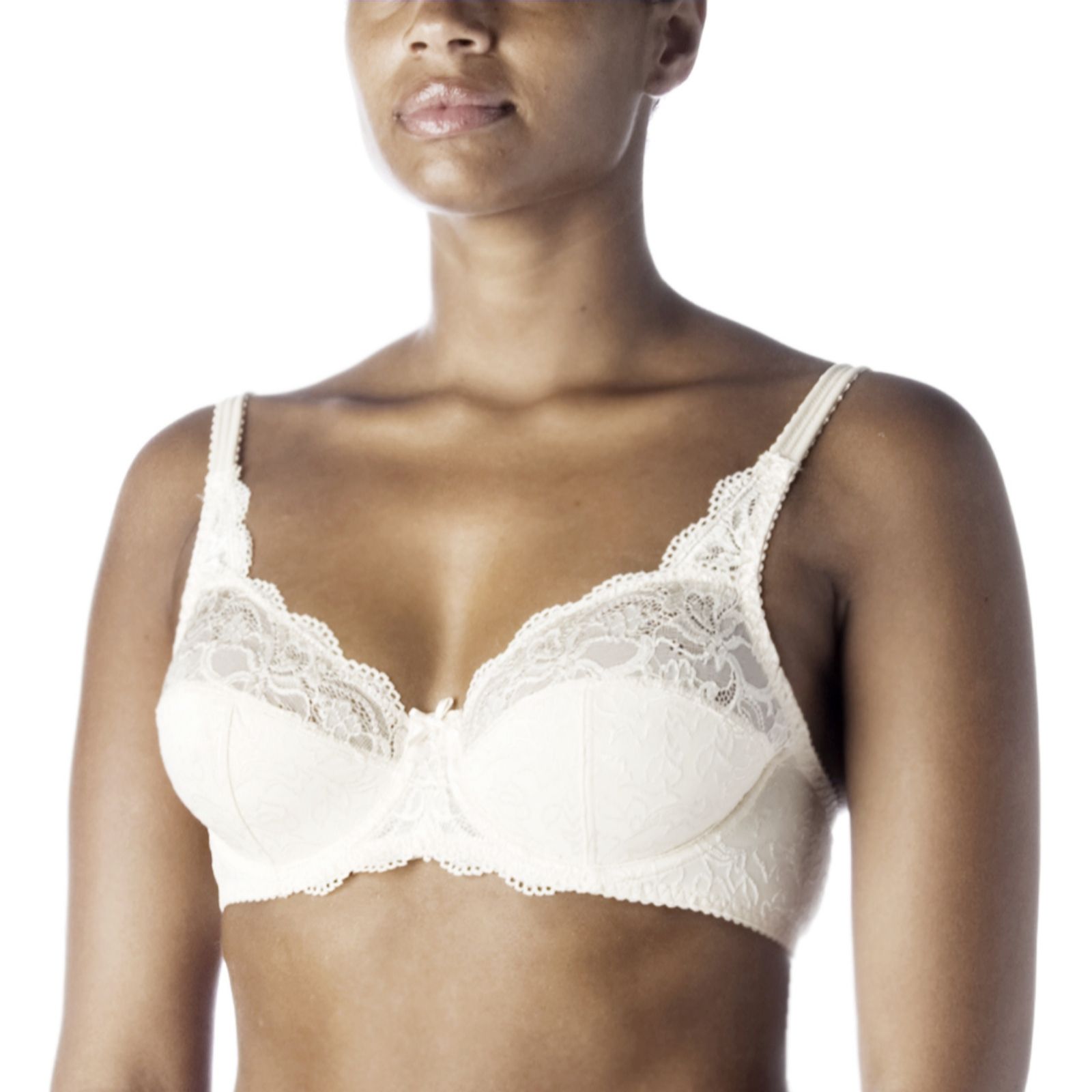 Barely Breezies Embroidered Microfibre & Lace Underwire Bra in