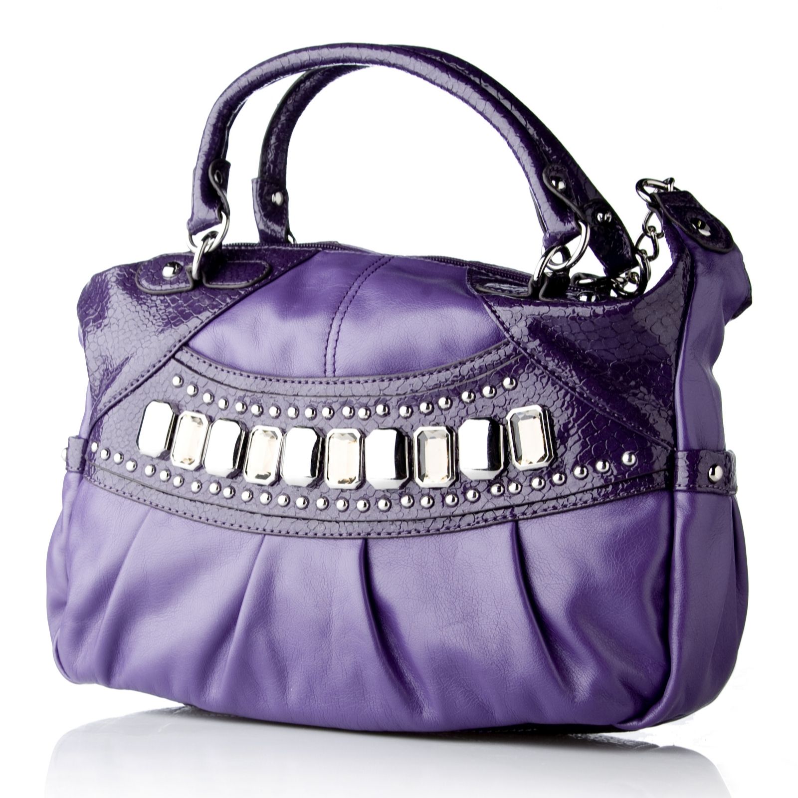 Kathy Van Zeeland Montecarlo Satchel Bag with Chain Detail QVC UK